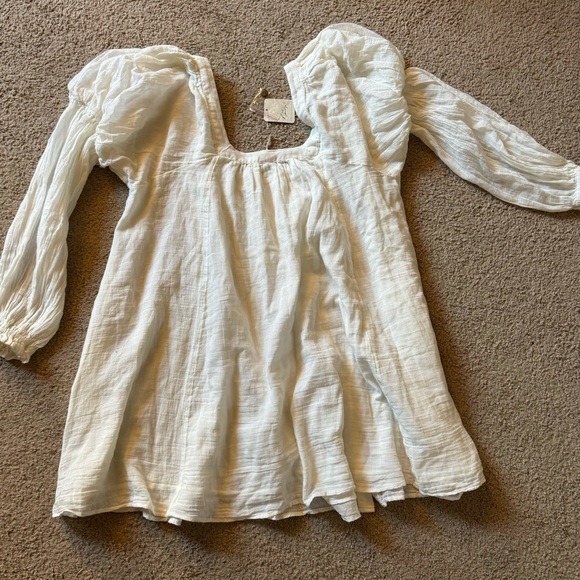 Free People Puff Sleeve White Cotton Dress - Picture 4 of 6